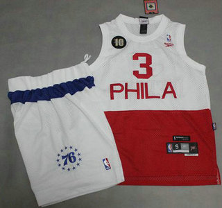 Philadelphia 76ers #3 Allen Iverson White With Red NBA Jerseys Shorts Suits