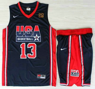 USA Basketball 1992 Olympic Dream Team #13 Chris Mullin Blue Jerseys & Shorts