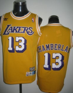 Los Angeles Lakers #13 Wilt Chamberlain Yellow Swingman Throwback Jersey