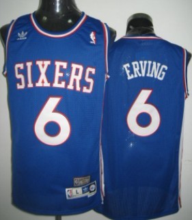 Philadelphia 76ers #6 Julius Erving Blue Swingman Throwback Jersey