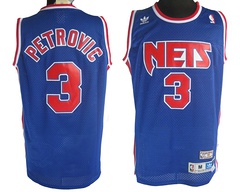 New Jersey Nets #3 Drazen Petrovic Blue Swingman Throwback Jersey