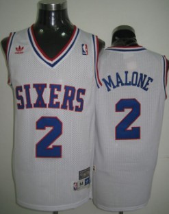 Philadelphia 76ers #2 Moses Malone White Swingman Throwback Jersey