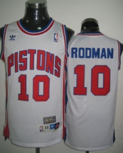 Detroit Pistons #10 Dennis Rodman White Swingman Throwback Jersey