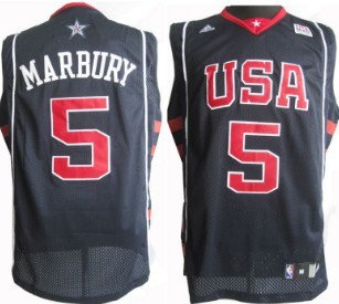 2004 Olympics Team USA #5 Stephon Marbury Navy Blue Swingman Jersey