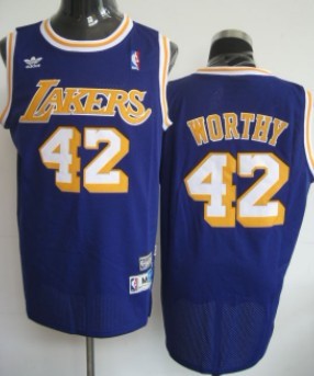 Los Angeles Lakers #42 James Worthy Purple Swingman Throwback Jersey