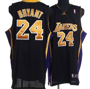 Los Angeles Lakers #24 Kobe Bryant Black With Yellow Swingman Jersey