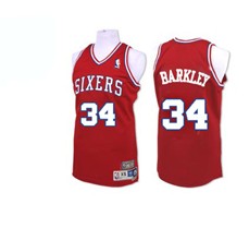 Philadelphia 76ers #34 Charles Barkley Red Swingman Throwback Jersey