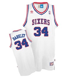 Philadelphia 76ers #34 Charles Barkley White Swingman Throwback Jersey