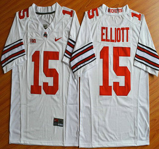 Ohio State Buckeyes #15 Ezekiel Elliott White 2015 College Football Nike Limited Jersey