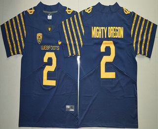 Men's Oregon Ducks Spring Game #2 Mighty Oregon Weebfoot 100th Rose Bowl Game Navy Blue Elite Jersey