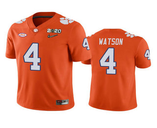 Men's Clemson Tigers #4 Deshaun Watson Orange 2020 National Championship Game Jersey