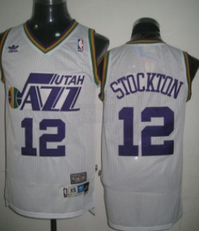 Utah Jazz #12 John Stockton White Swingman Throwback Jersey