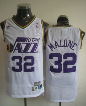 Utah Jazz #32 Karl Malone White Swingman Throwback Jersey