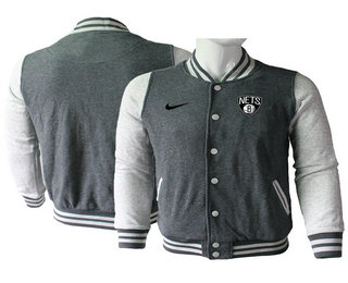 Men's Brooklyn Nets Gray Stitched NBA Jacket