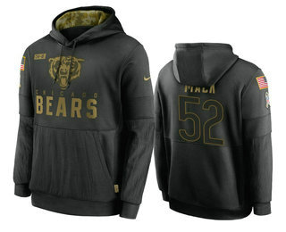 Men's Chicago Bears #52 Khalil Mack Black 2020 Salute to Service Sideline Performance Pullover Hoodie