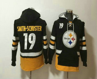 Men's Pittsburgh Steelers #19 JuJu Smith-Schuster NEW Black Pocket Stitched NFL Pullover Hoodie