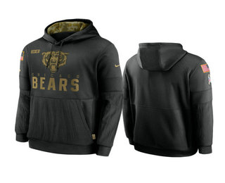 Men's Chicago Bears Black 2020 Salute to Service Sideline Performance Pullover Hoodie