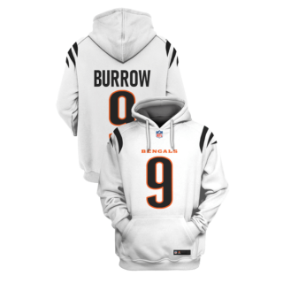 Men's White Cincinnati Bengals #9 Joe Burrow 2021 Pullover Hoodie