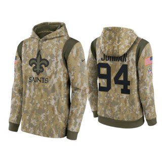 Men's New Orleans Saints #94 Cameron Jordan Camo 2021 Salute To Service Therma Performance Pullover Hoodie