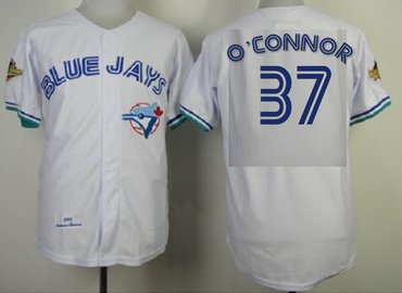 Men's Toronto Blue Jays #37 O'Connor Royal White 1993 Throwback Cooperstown Collection Stitched MLB Mitchell & Ness Jersey