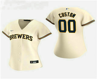 Women's Custom Milwaukee Brewers 2020 Cream Home Nike Jersey