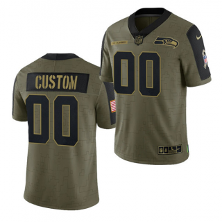 Men's Olive Seattle Seahawks ACTIVE PLAYER Custom 2021 Salute To Service Limited Stitched Jersey