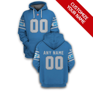 Men's Detroit Lions Active Player Blue Custom 2021 Pullover Hoodie