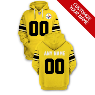 Men's Pittsburgh Steelers Active Player Yellow Custom 2021 Pullover Hoodie