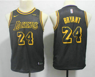 Youth Los Angeles Lakers #24 Kobe Bryant Black 2017-18 Nike City Edition Swingman Jersey