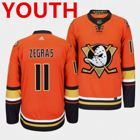 Youth Anaheim Ducks #11 Trevor Zegras Orange Authentic Adidas Jersey