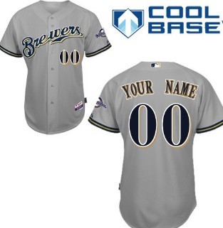 Kids' Milwaukee Brewers Customized Gray Jersey