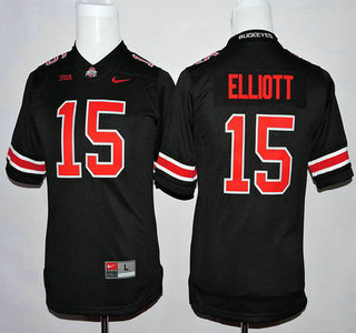 Youth Ohio State Buckeyes #15 Ezekiel Elliott Black With Red College Football Nike Limited Jersey