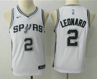 Youth San Antonio Spurs #2 Kawhi Leonard White 2017-2018 Nike Swingman Stitched NBA Jersey