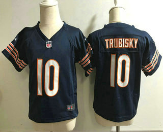 Toddler Chicago Bears #10 Mitchell Trubisky Navy Blue Team Color Stitched NFL Nike Game Jersey