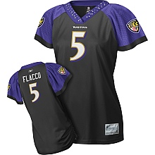 Baltimore Ravens #5 Flacco Black Womens Field Flirt Fashion Jersey