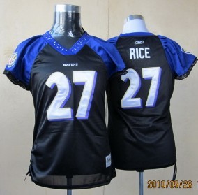 Baltimore Ravens #27 Rice Black Womens Field Flirt Fashion Jersey